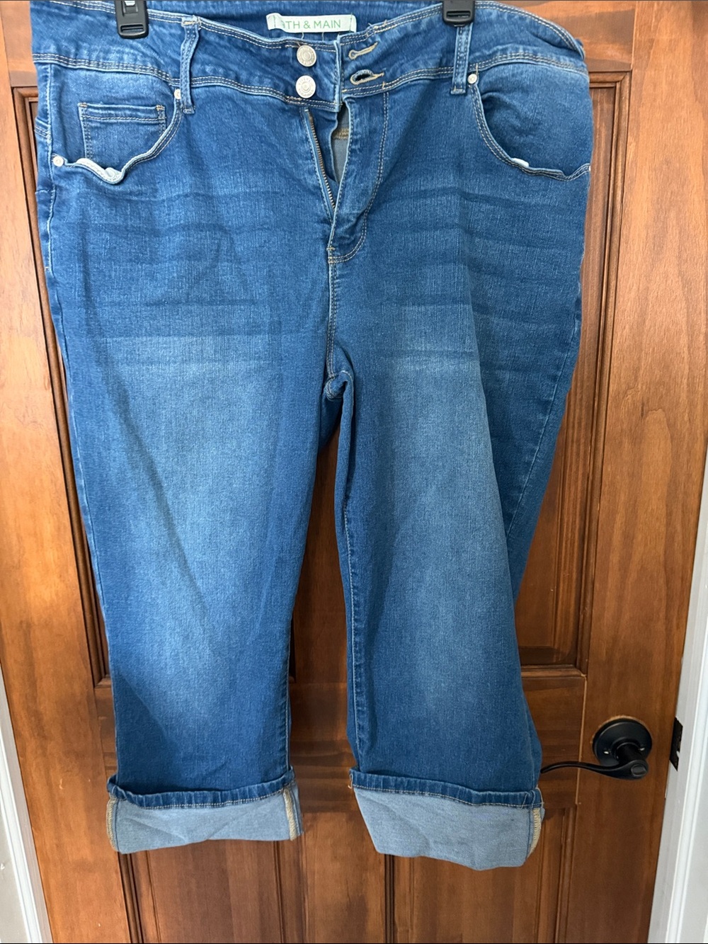H&M Dark Blue Cropped Roll-Up Jeans